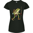 Trekking Hiking Rambling Frog Toad Funny Womens Petite Cut T-Shirt Black