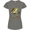 Trekking Hiking Rambling Frog Toad Funny Womens Petite Cut T-Shirt Charcoal