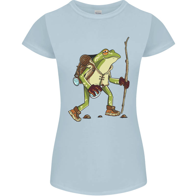 Trekking Hiking Rambling Frog Toad Funny Womens Petite Cut T-Shirt Light Blue