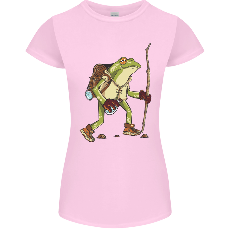 Trekking Hiking Rambling Frog Toad Funny Womens Petite Cut T-Shirt Light Pink
