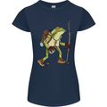 Trekking Hiking Rambling Frog Toad Funny Womens Petite Cut T-Shirt Navy Blue