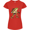 Trekking Hiking Rambling Frog Toad Funny Womens Petite Cut T-Shirt Red