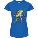 Trekking Hiking Rambling Frog Toad Funny Womens Petite Cut T-Shirt Royal Blue