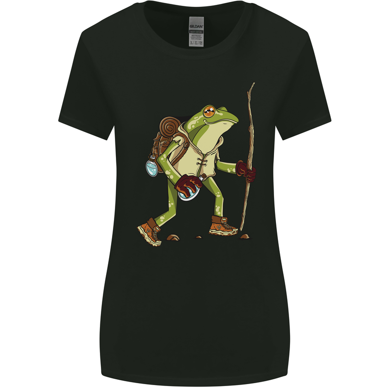 Trekking Hiking Rambling Frog Toad Funny Womens Wider Cut T-Shirt Black