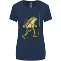 Trekking Hiking Rambling Frog Toad Funny Womens Wider Cut T-Shirt Navy Blue