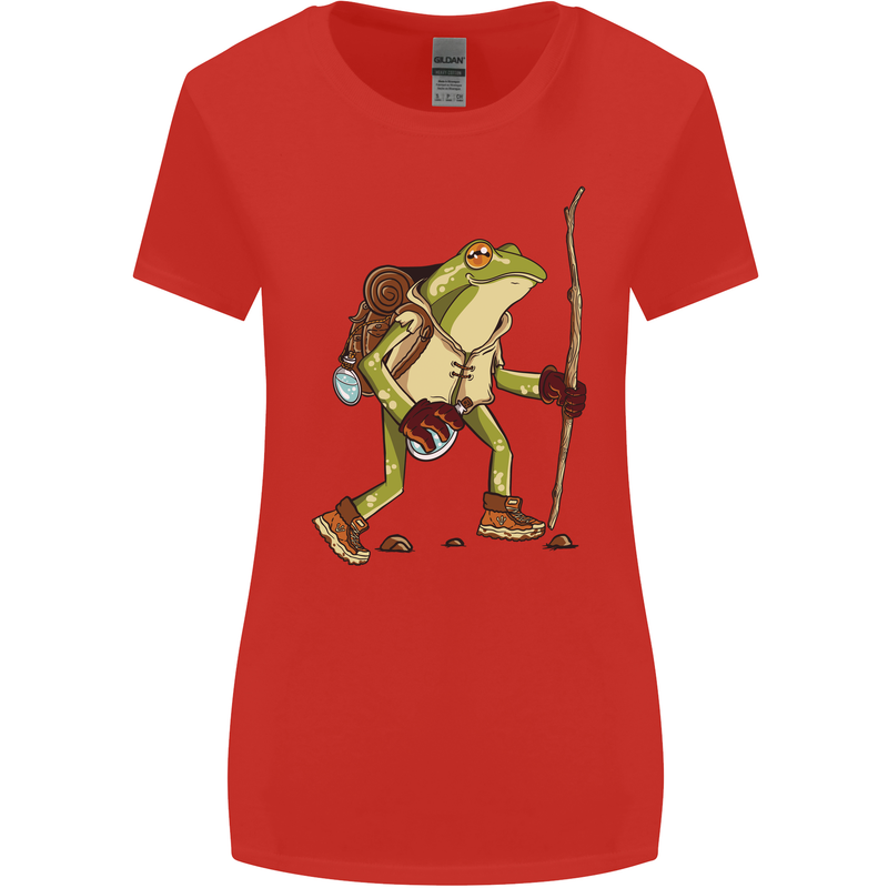 Trekking Hiking Rambling Frog Toad Funny Womens Wider Cut T-Shirt Red