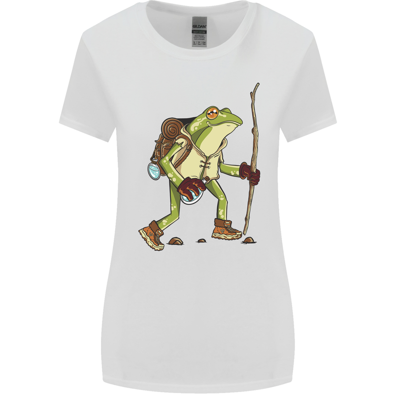Trekking Hiking Rambling Frog Toad Funny Womens Wider Cut T-Shirt White