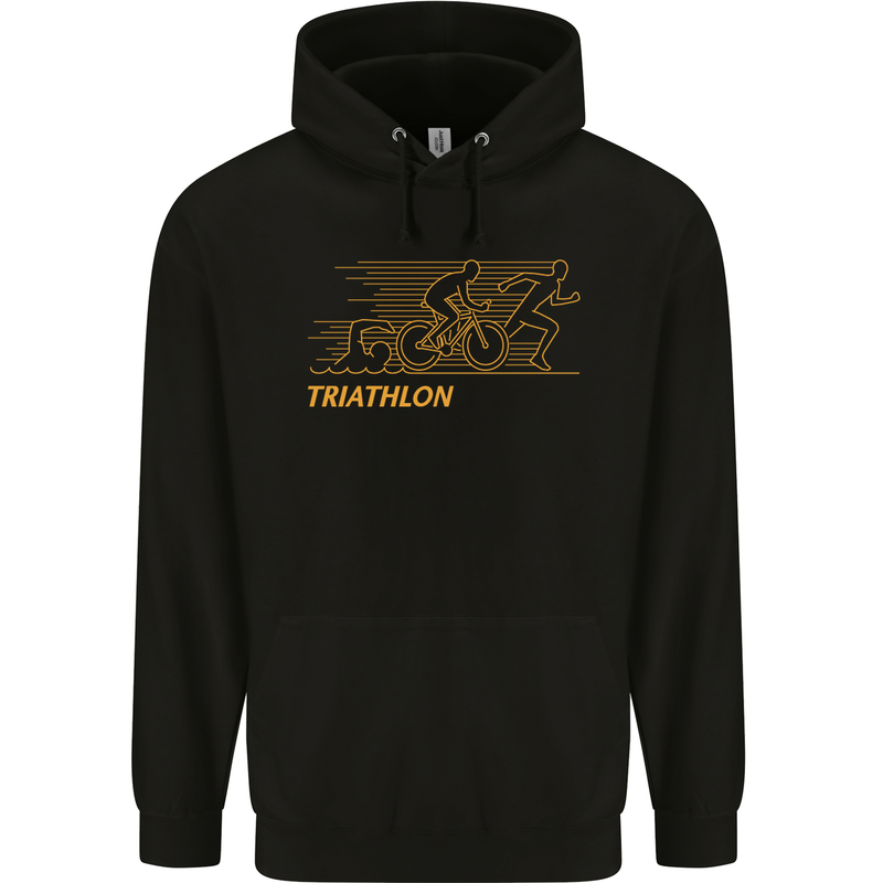 Triathlon Running Swimming Cycling Childrens Kids Hoodie Black