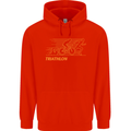 Triathlon Running Swimming Cycling Childrens Kids Hoodie Bright Red