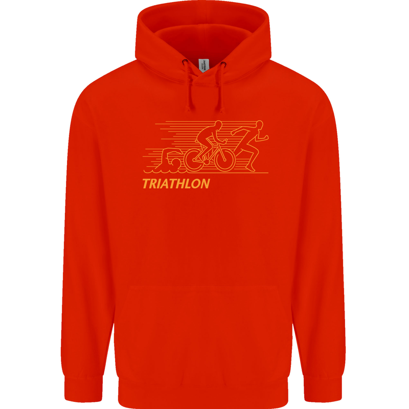 Triathlon Running Swimming Cycling Childrens Kids Hoodie Bright Red