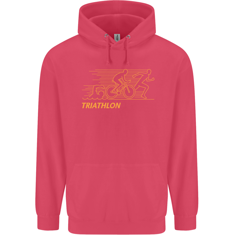 Triathlon Running Swimming Cycling Childrens Kids Hoodie Heliconia