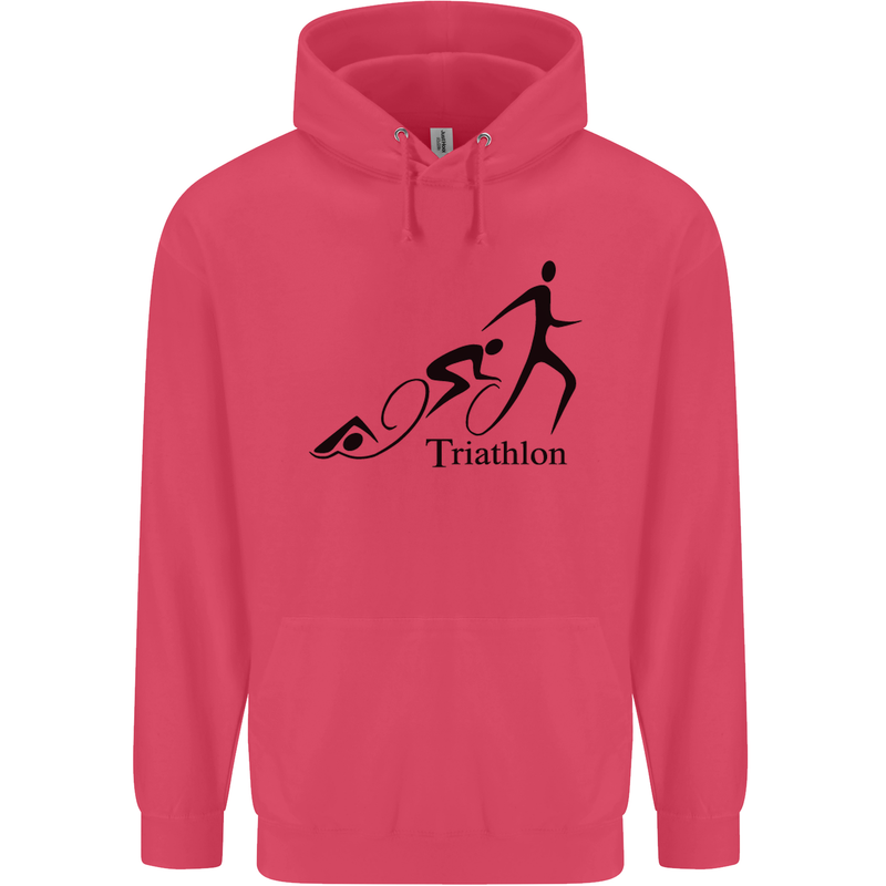 Triathlon Running Swimming Cycling Childrens Kids Hoodie Heliconia