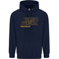Triathlon Running Swimming Cycling Childrens Kids Hoodie Navy Blue