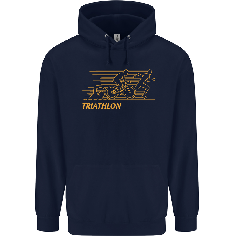 Triathlon Running Swimming Cycling Childrens Kids Hoodie Navy Blue