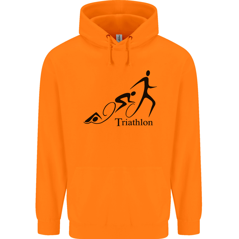 Triathlon Running Swimming Cycling Childrens Kids Hoodie Orange