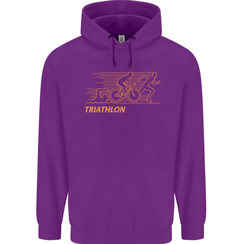 Triathlon Running Swimming Cycling Childrens Kids Hoodie Purple