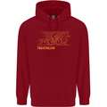 Triathlon Running Swimming Cycling Childrens Kids Hoodie Red
