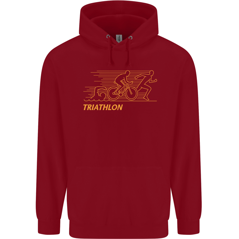 Triathlon Running Swimming Cycling Childrens Kids Hoodie Red