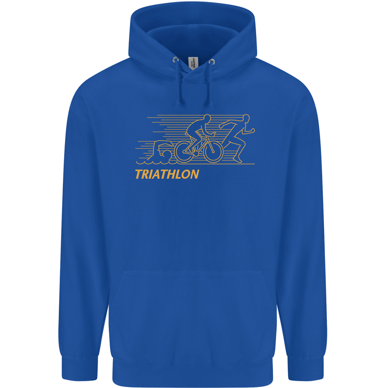 Triathlon Running Swimming Cycling Childrens Kids Hoodie Royal Blue