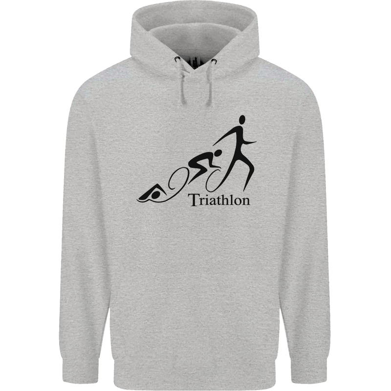 Triathlon Running Swimming Cycling Childrens Kids Hoodie Sports Grey