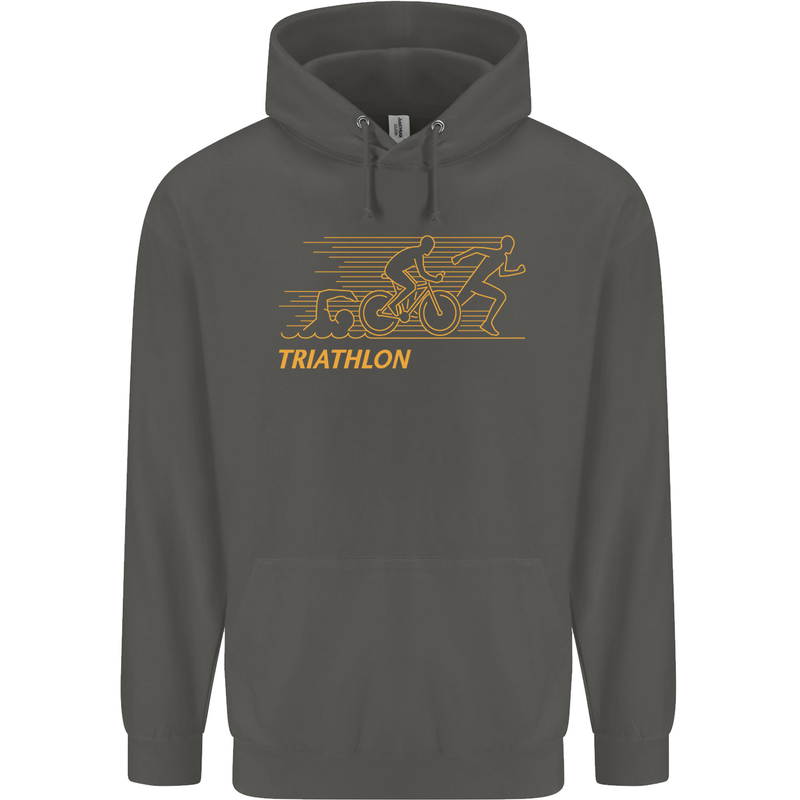 Triathlon Running Swimming Cycling Childrens Kids Hoodie Storm Grey
