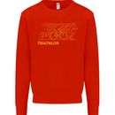 Triathlon Running Swimming Cycling Kids Sweatshirt Jumper Bright Red