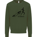 Triathlon Running Swimming Cycling Kids Sweatshirt Jumper Forest Green