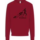 Triathlon Running Swimming Cycling Kids Sweatshirt Jumper Red