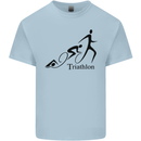 Triathlon Running Swimming Cycling Kids T-Shirt Childrens Light Blue