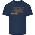 Triathlon Running Swimming Cycling Kids T-Shirt Childrens Navy Blue