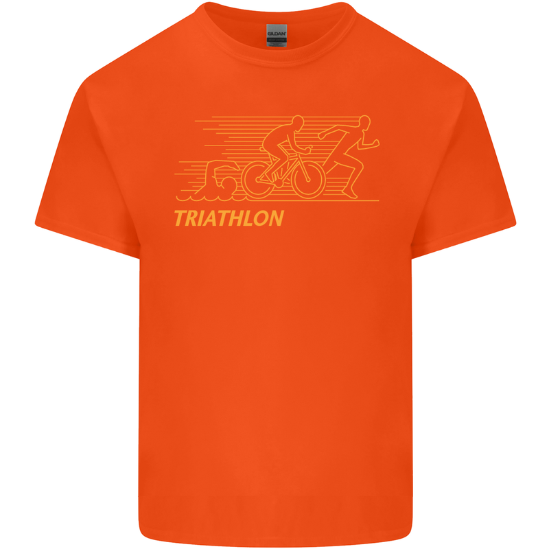Triathlon Running Swimming Cycling Kids T-Shirt Childrens Orange