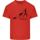 Triathlon Running Swimming Cycling Kids T-Shirt Childrens Red
