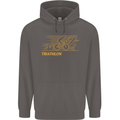 Triathlon Running Swimming Cycling Mens 80% Cotton Hoodie Charcoal