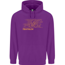 Triathlon Running Swimming Cycling Mens 80% Cotton Hoodie Purple