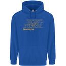Triathlon Running Swimming Cycling Mens 80% Cotton Hoodie Royal Blue