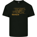 Triathlon Running Swimming Cycling Mens Cotton T-Shirt Tee Top Black