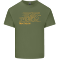 Triathlon Running Swimming Cycling Mens Cotton T-Shirt Tee Top Military Green