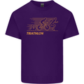 Triathlon Running Swimming Cycling Mens Cotton T-Shirt Tee Top Purple