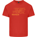 Triathlon Running Swimming Cycling Mens Cotton T-Shirt Tee Top Red