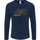 Triathlon Running Swimming Cycling Mens Long Sleeve T-Shirt Navy Blue