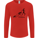Triathlon Running Swimming Cycling Mens Long Sleeve T-Shirt Red