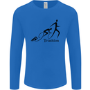 Triathlon Running Swimming Cycling Mens Long Sleeve T-Shirt Royal Blue