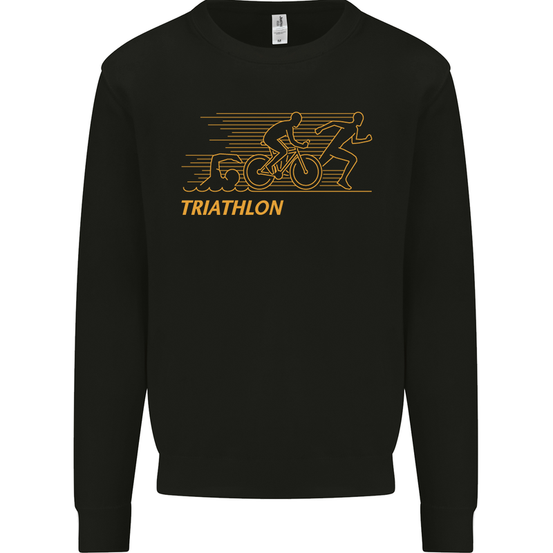 Triathlon Running Swimming Cycling Mens Sweatshirt Jumper Black