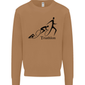 Triathlon Running Swimming Cycling Mens Sweatshirt Jumper Caramel Latte