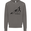 Triathlon Running Swimming Cycling Mens Sweatshirt Jumper Charcoal