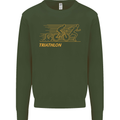 Triathlon Running Swimming Cycling Mens Sweatshirt Jumper Forest Green
