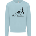 Triathlon Running Swimming Cycling Mens Sweatshirt Jumper Light Blue