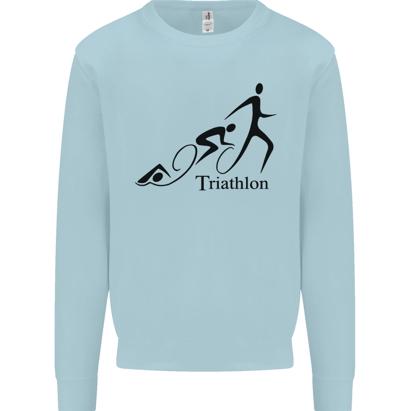 Triathlon Running Swimming Cycling Mens Sweatshirt Jumper Light Blue
