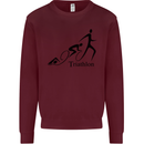Triathlon Running Swimming Cycling Mens Sweatshirt Jumper Maroon