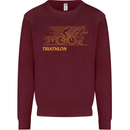 Triathlon Running Swimming Cycling Mens Sweatshirt Jumper Maroon